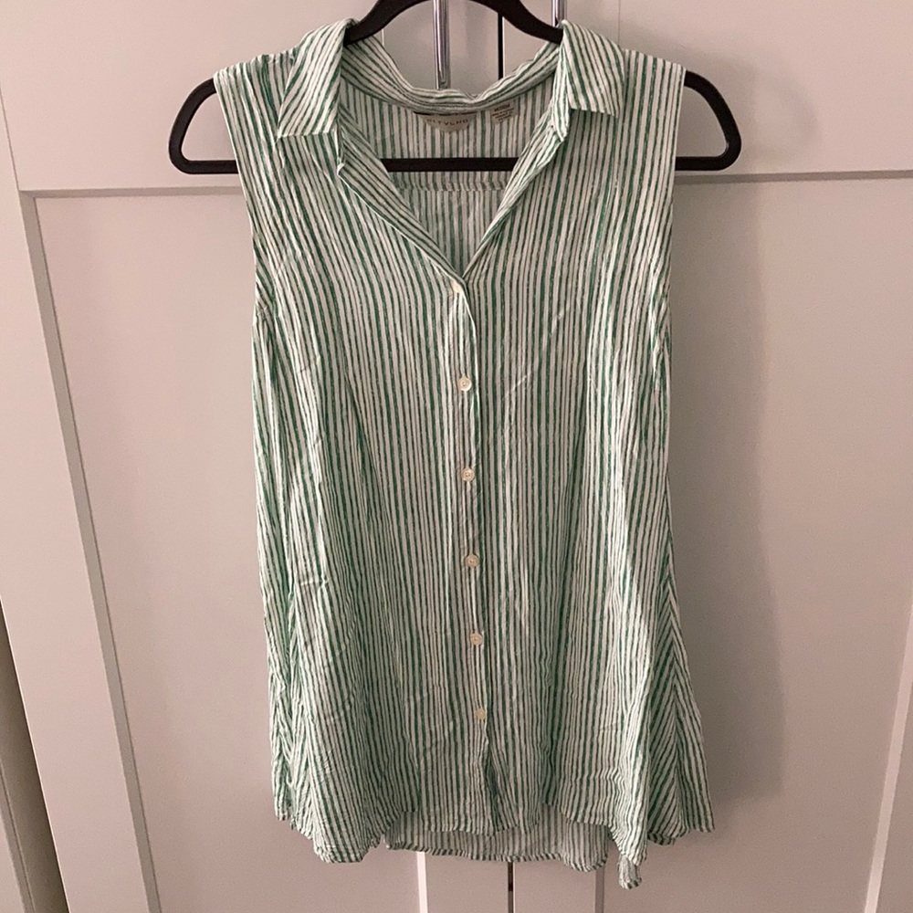 NWOT 11.1.TYLHO Anthropologie Tunic Tank Button Up